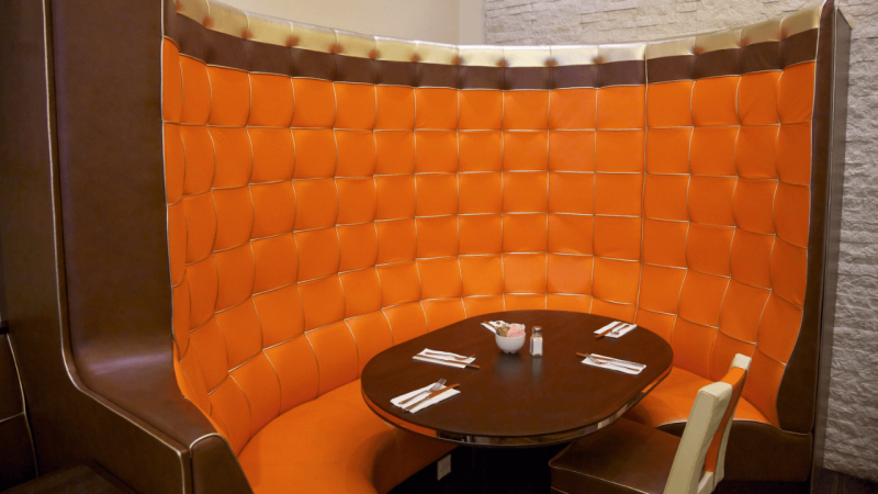 Restaurant Seating | High Back Curved Banquette | Square Pleat Style